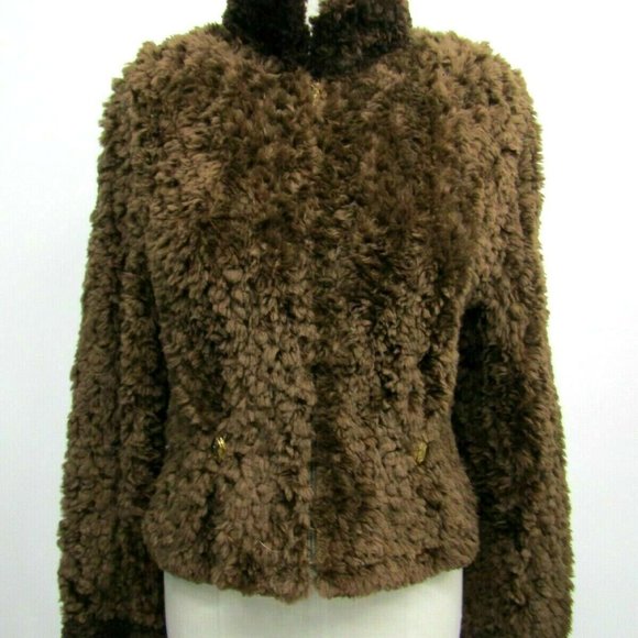 Gorgeous PAULA LISHMAN Cognac Beaver Knit Fur Zip
